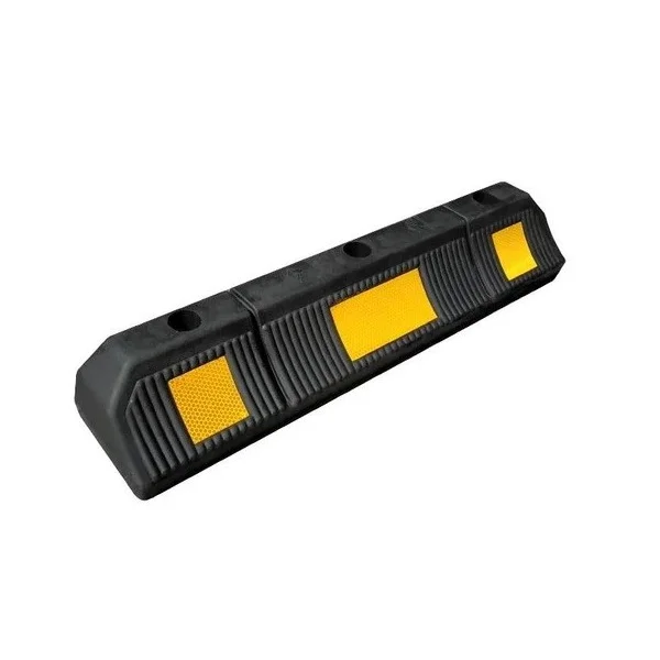 Gumový parkovací doraz pre automobily s reflexnými pruhmi – 590×120×90 mm, čierno-žltá