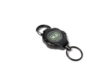 Jojo karabína NLG Lanyard na náradie s rohatkou a nosnosťou 0,5 kg – kov, čierna