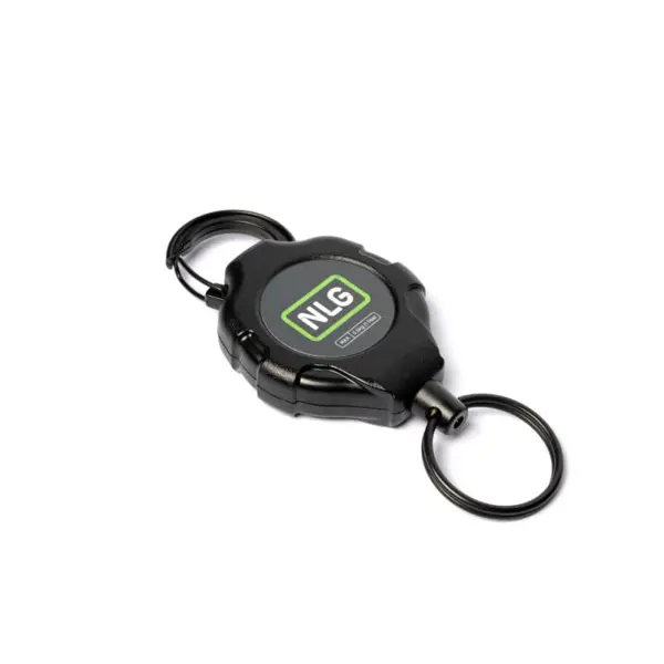 Jojo karabína NLG Lanyard na náradie s rohatkou a nosnosťou 0,5 kg – kov, čierna