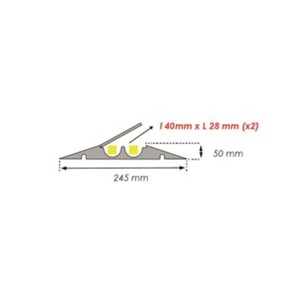 Káblový prejazd, most 1 t, krížová spojka – 250×250×50 mm,  žlto-čierna