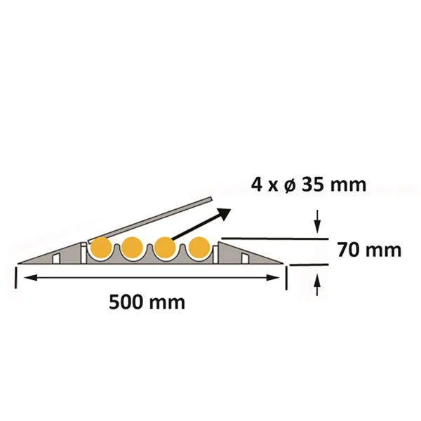 Káblový prejazd, most 10 t – 400×500×70 mm, žlto-čierna