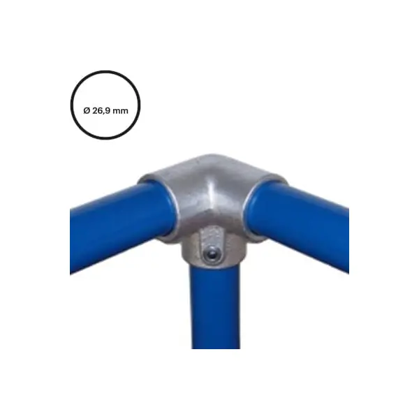 Konštrukčný fiting, spojka oceľových rúrok pr. 26,9 mm – Rohový ukončovací spoj 128-A27