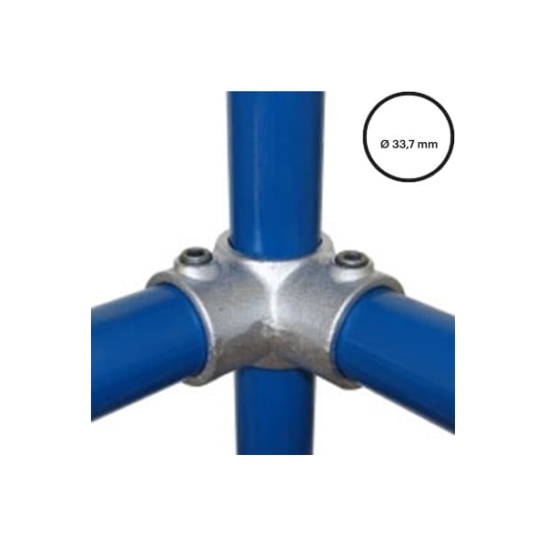 Konštrukčný fiting, spojka oceľových rúrok pr. 33,7 mm – rohový prieběžný spoj (stredový) 116-B34