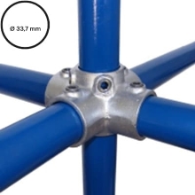 Konštrukčný fiting, spojka oceľových rúrok pr. 33,7 mm – Uhlový spojovací kríž – ježko 158-B34