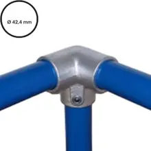 Konštrukčný fiting, spojka oceľových rúrok pr. 42,4 mm – Rohový ukončovací spoj 128-C42