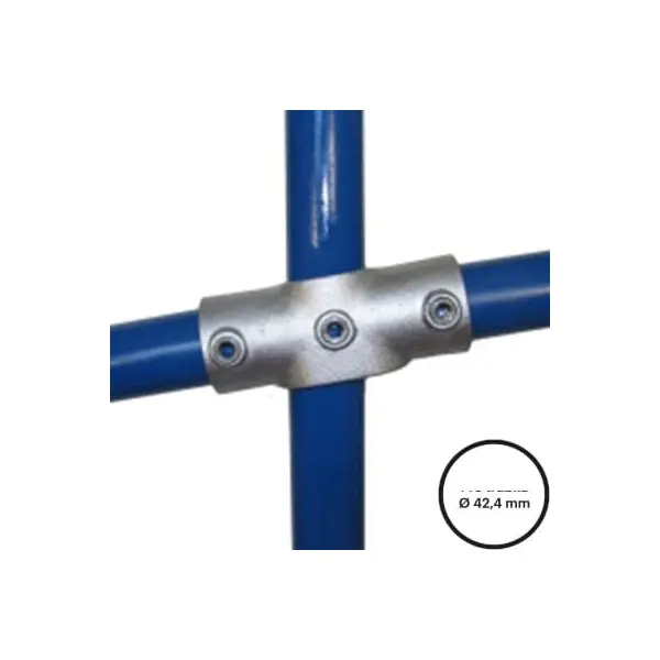 Konštrukčný fiting, spojka oceľových rúrok pr. 42,4 mm – Uhlový kříž 0-11° s priebežným napojením, 156-C42