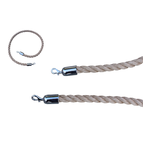 Lano točené typ Twisted, 2× koncovka SnapEnds  –  prírodná béžová, 2 m