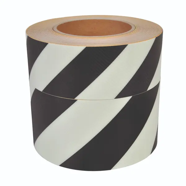 Luminiscenčná podlahová a nástenná páska, pruhy – PVC, čierna, 50 mm × 10 m