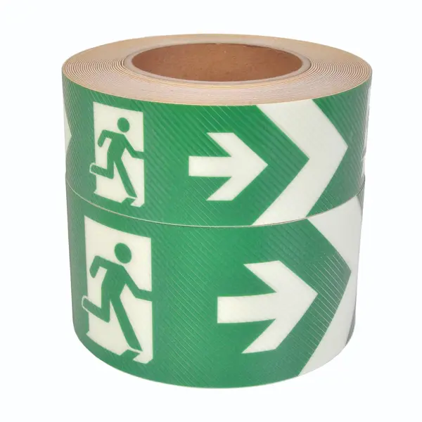 Luminiscenčná podlahová a nástenná páska, úniková značka ukazujúca vpravo – PVC, 50 mm × 10 m