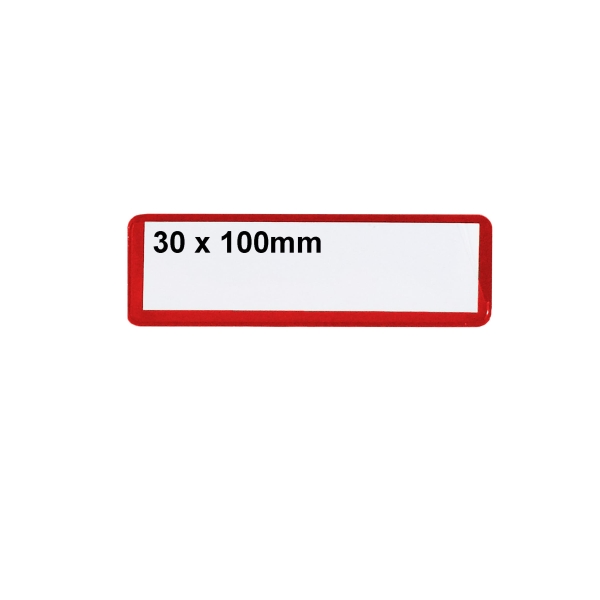 Magnetické kapsy na štítky – červená, 30×100 mm, balenie 100 ks