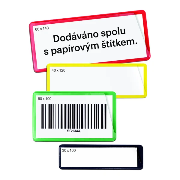Magnetické kapsy na štítky – žltá, 30×100 mm, balenie 100 ks