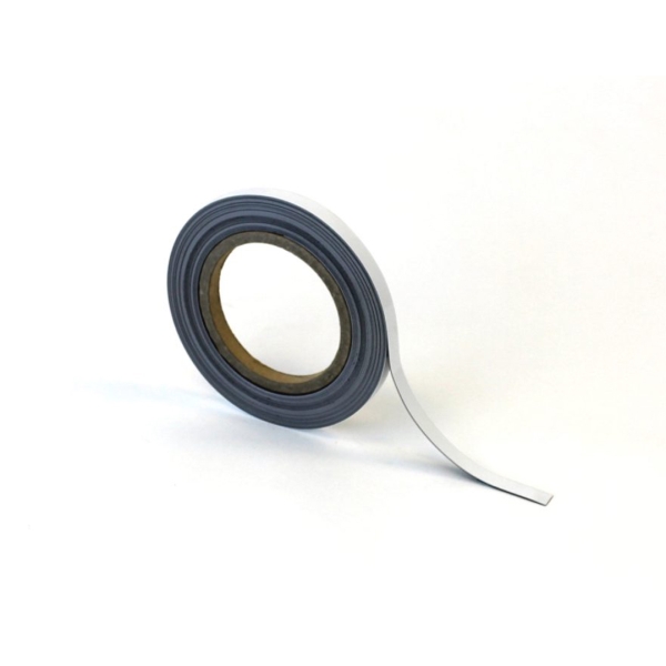 Magnetické prepisovatelné pásky na regály – biela, 10 mm × 10 m