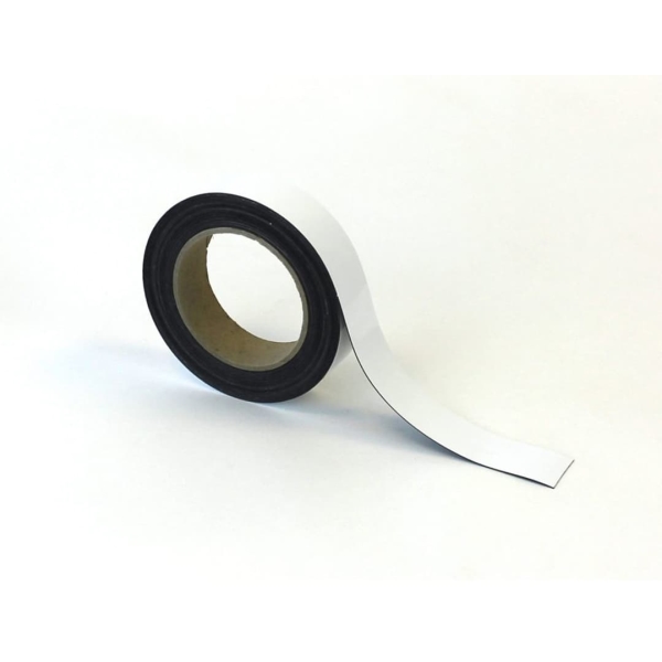 Magnetické prepisovatelné pásky na regály – biela, 30 mm × 10 m