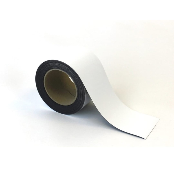 Magnetické prepisovatelné pásky na regály – biela, 80 mm × 10 m