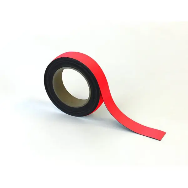 Magnetické prepisovatelné pásky na regály – červená, 30 mm × 10 m
