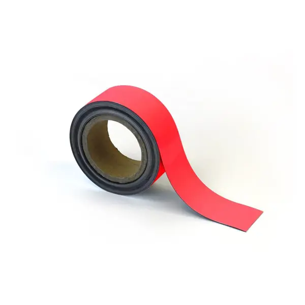 Magnetické prepisovatelné pásky na regály – červená, 50 mm × 10 m