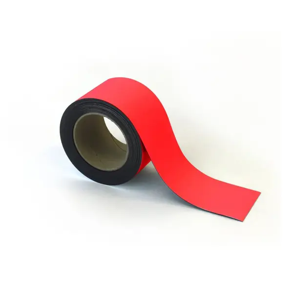 Magnetické prepisovatelné pásky na regály – červená, 70 mm × 10 m