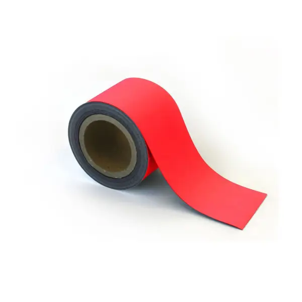 Magnetické prepisovatelné pásky na regály – červená, 90 mm × 10 m