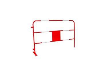 Mobilná kovová zábrana Simple, dvojpriečková, červeno-biela