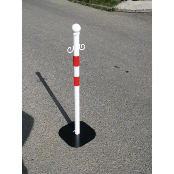 Mobilný stĺpik – kov, bielo-červená, 970 mm