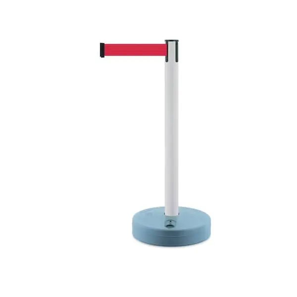 Mobilný stĺpik Outdoor, biely – červené pásmo 3,65 m
