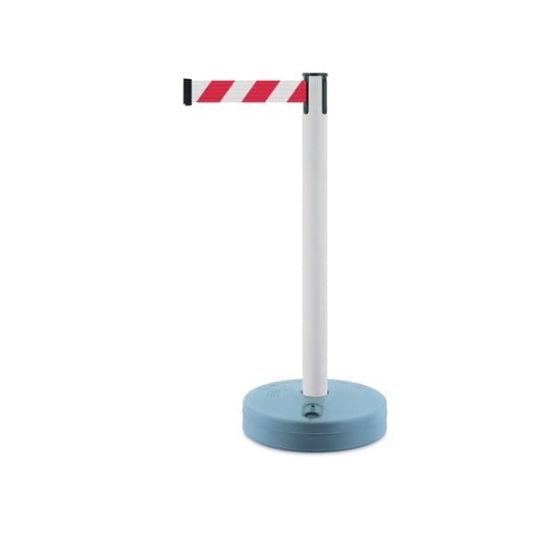 Mobilný stĺpik Outdoor, biely – červeno-biele pásmo 3,65 m