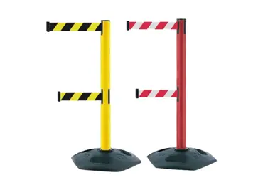 Mobilný zahradzovací stĺpik Heavy Duty Dual Line – samonavíjacie pásmo 3,65 m, farba standard podľa vzorkovníka