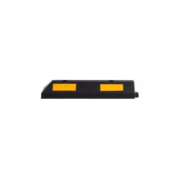 Modulárny parkovací doraz pre automobily s reflexnými pruhmi, koncový diel – 610×145×120 mm, čierno-žltá