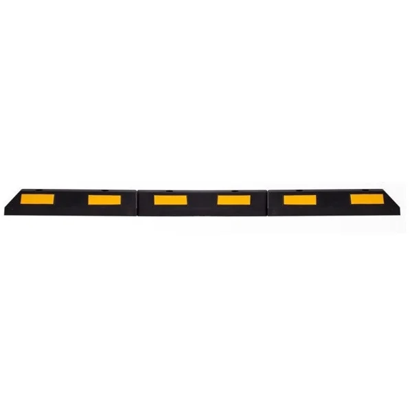 Modulárny parkovací doraz pre automobily s reflexnými pruhmi, priechodný diel – 610×145×120 mm, čierno-žltá