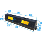 Modulárny parkovací doraz pre automobily s reflexnými pruhmi, priechodný diel – 610×145×120 mm, čierno-žltá