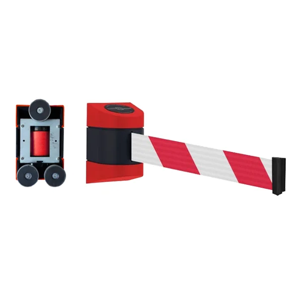 Nástenná kazeta MAXI, červeno-čierna – červeno-biele pásmo 9 m (magnetická rukoväť / magnetická koncovka)