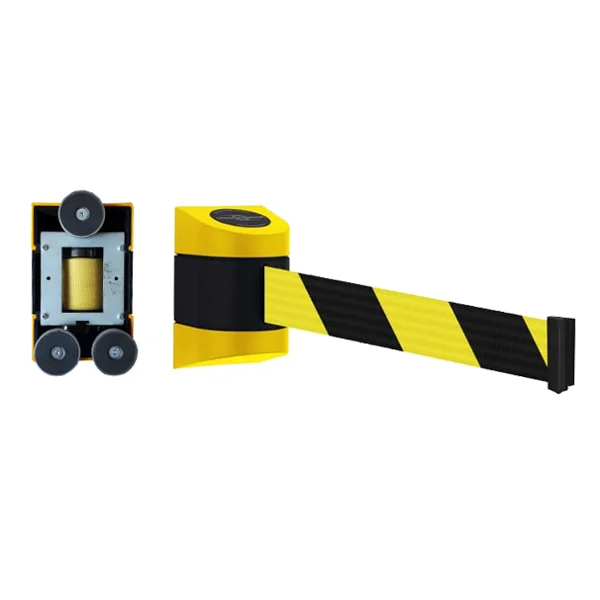 Nástenná kazeta MAXI, žlto-čierna – žlto-čierne pásmo 7,7 m (magnetická rukoväť / magnetická koncovka)