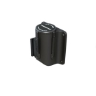 Zahradzovacia nástenná kazeta MINI, čierna – samonavíjacie pásmo 2,3 m, pásmo červeno-biele šrafovanie