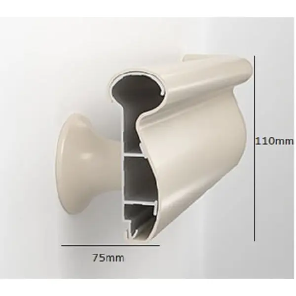 Nástenné madlo Handrail 1000 – PVC-u,farba štandard podľa vzorkovníka, 110 mm × 3,66 m, vrátane 7 nástenných konzol