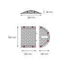 Oceľový retardér – káblový prejazd 25 km/h, 40 t – 250×360×50 mm, žltá