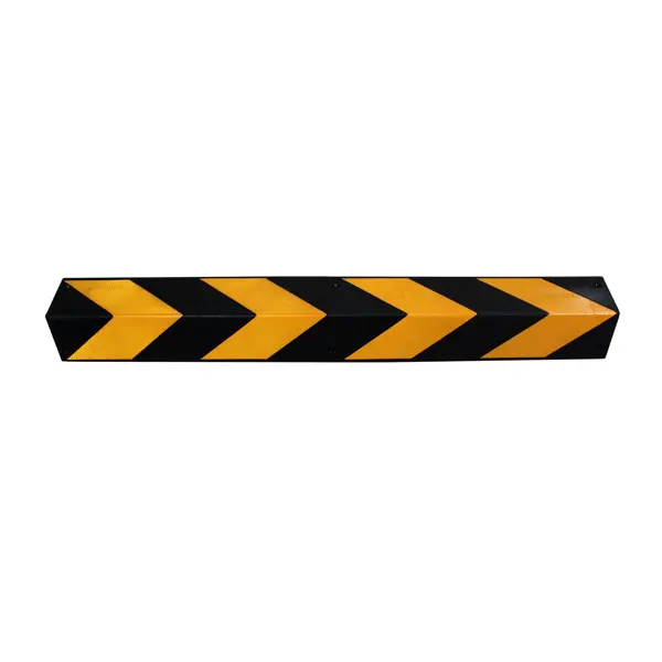 Ochrana rohov, gumový nárazník Rubber 800 – čierna, reflexnými prúžky, 800×100×8 mm