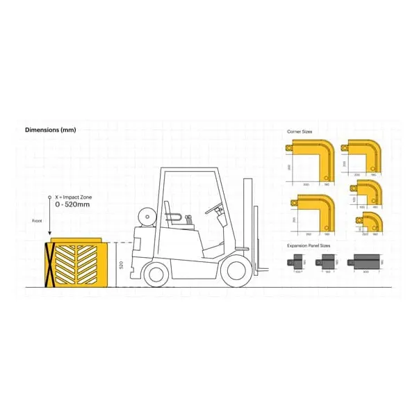 Ochrana stĺpov A-SAFE Flexishield Column Guard – žltá, v. 600 mm, 550×550 mm