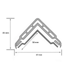 Ochranný rohový profil RubberAlu – guma s hlinikovým profilom, 1140×50 mm
