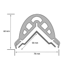 Ochranný rohový profil RubberAlu, zaoblený – guma s hlinikovým profilom, 1140×50 mm