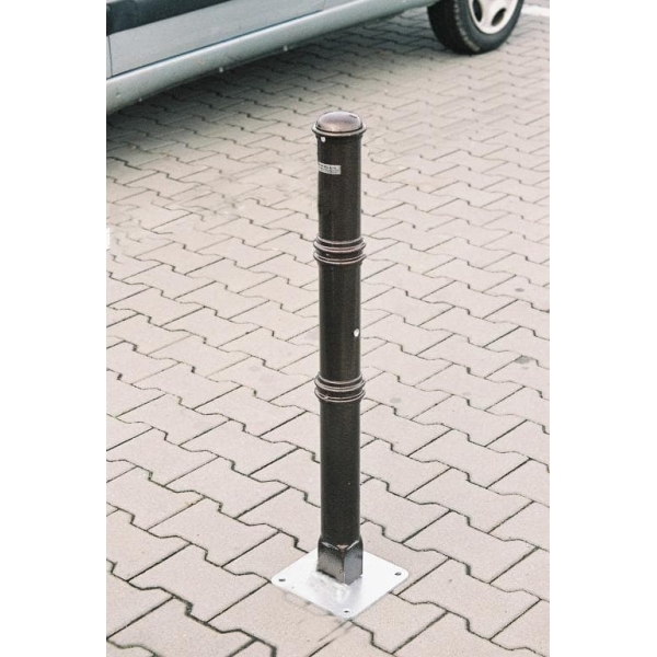 Ozdobný stĺpik ANTIK – kov, čierno-medená, 900 mm, pevný s doskou