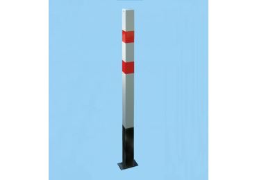 Parkovací stĺpik BASIC – oceľ, bielo-červená, 1050 mm, pevný k zabetónovaniu