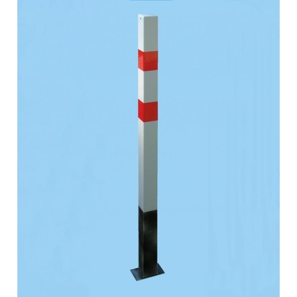 Parkovací stĺpik BASIC – oceľ, bielo-červená, 1050 mm, pevný k zabetónovaniu