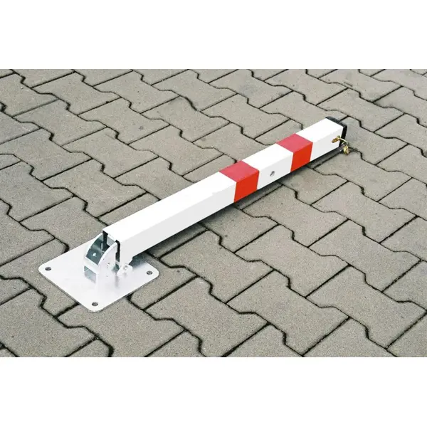 Parkovací stĺpik BASIC – oceľ, bielo-červená, 800 mm, sklopný, zámok FAB