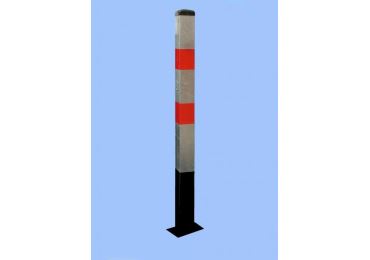 Parkovací stĺpik BASIC – oceľ, strieborno-červená, 1050 mm, pevný k zabetónovaniu