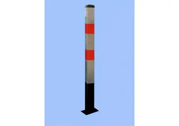 Parkovací stĺpik BASIC – oceľ, strieborno-červená, 1050 mm, pevný k zabetónovaniu