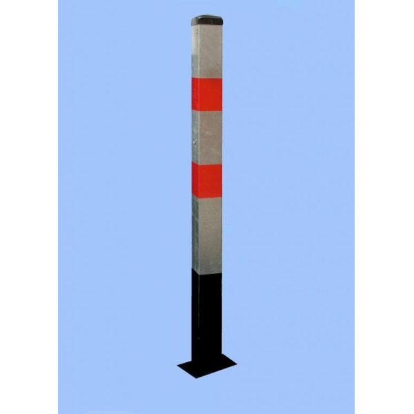 Parkovací stĺpik BASIC – oceľ, strieborno-červená, 1050 mm, pevný k zabetónovaniu