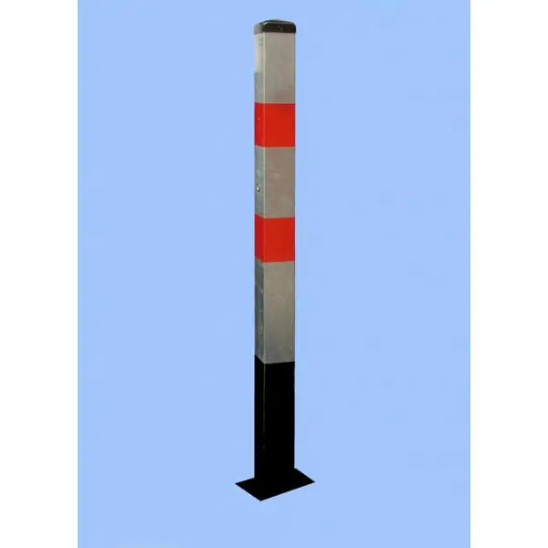 Parkovací stĺpik BASIC – oceľ, strieborno-červená, 1050 mm, pevný k zabetónovaniu