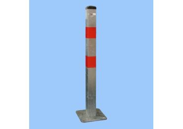 Parkovací stĺpik BASIC – oceľ, strieborno-červená, 800 mm, pevný s doskou