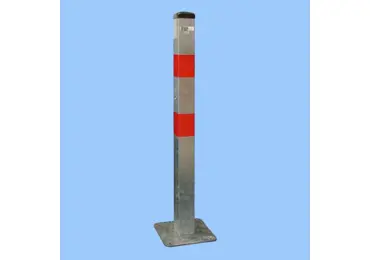 Parkovací stĺpik BASIC – oceľ, strieborno-červená, 800 mm, pevný s doskou