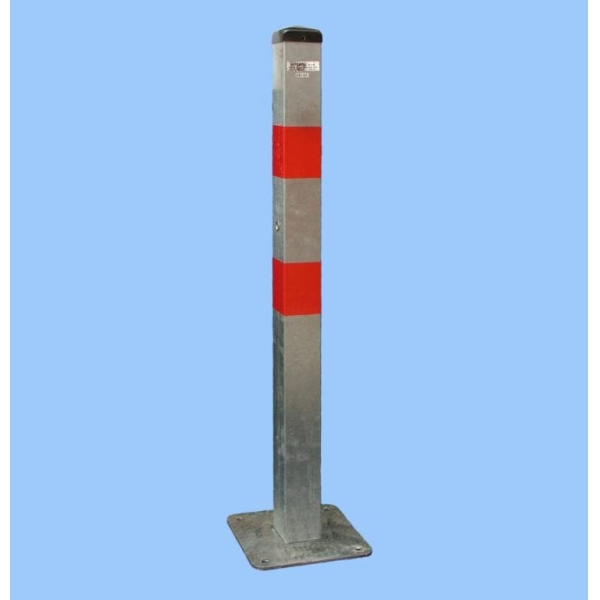 Parkovací stĺpik BASIC – oceľ, strieborno-červená, 800 mm, pevný s doskou